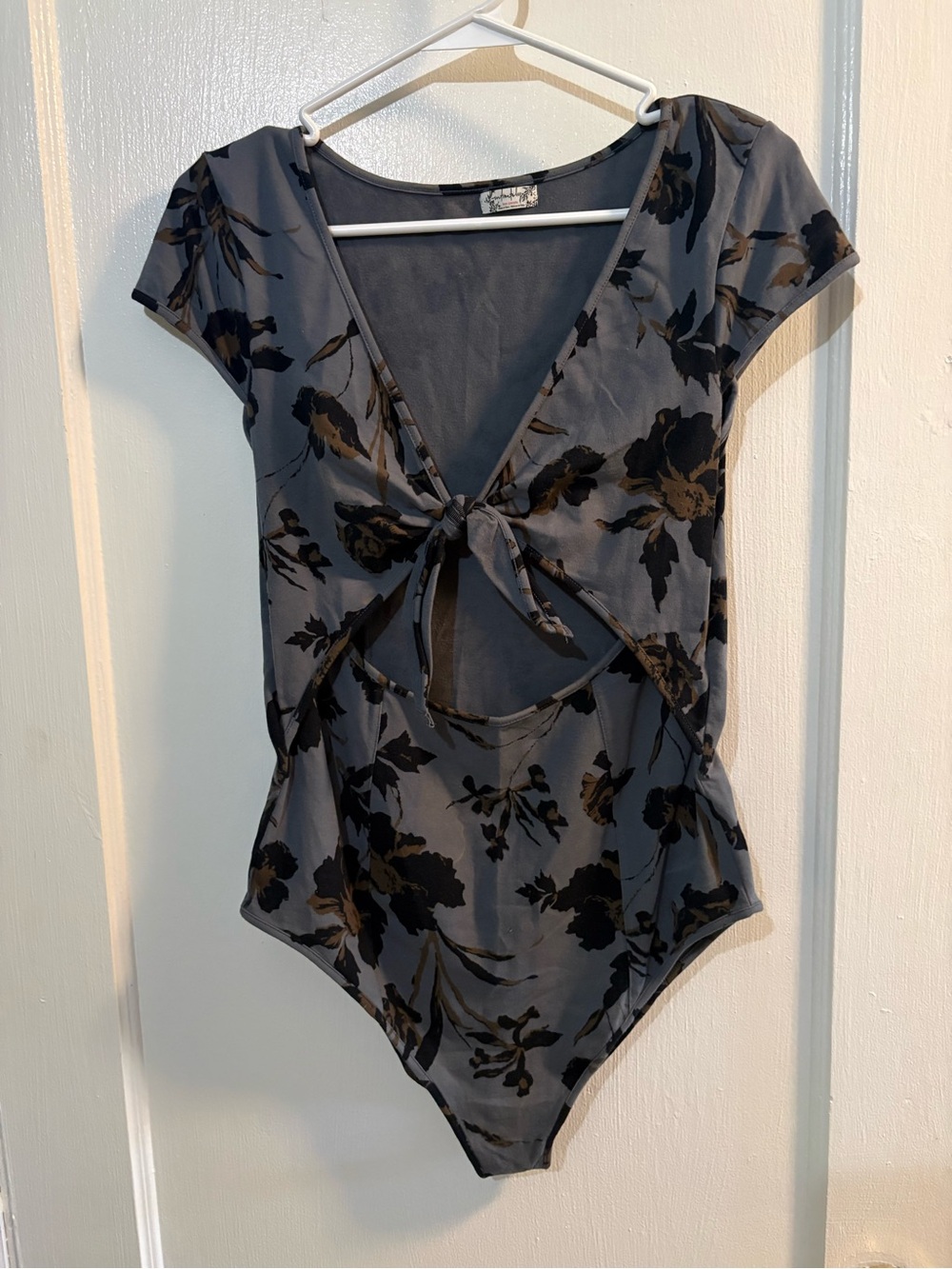 Free People Tie-Front Floral Bodysuit